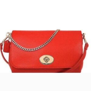 Coach Crossgrain Leather Cardinal Mini Ruby Orange HandBag Shoulder Crossbody